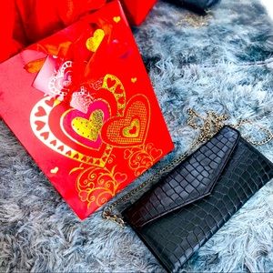 Animal Print leather  black wallet crossbody bag